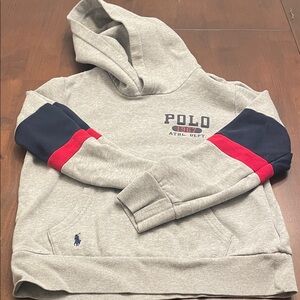 Polo by Ralph Lauren Gray Hoodie with Navy and Red Stripes